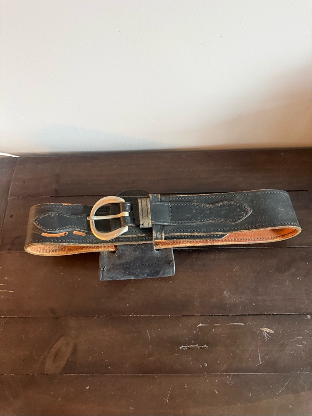 Vintage Don Hume B70 Black Leather Police Duty Belt Size 38 USA Made